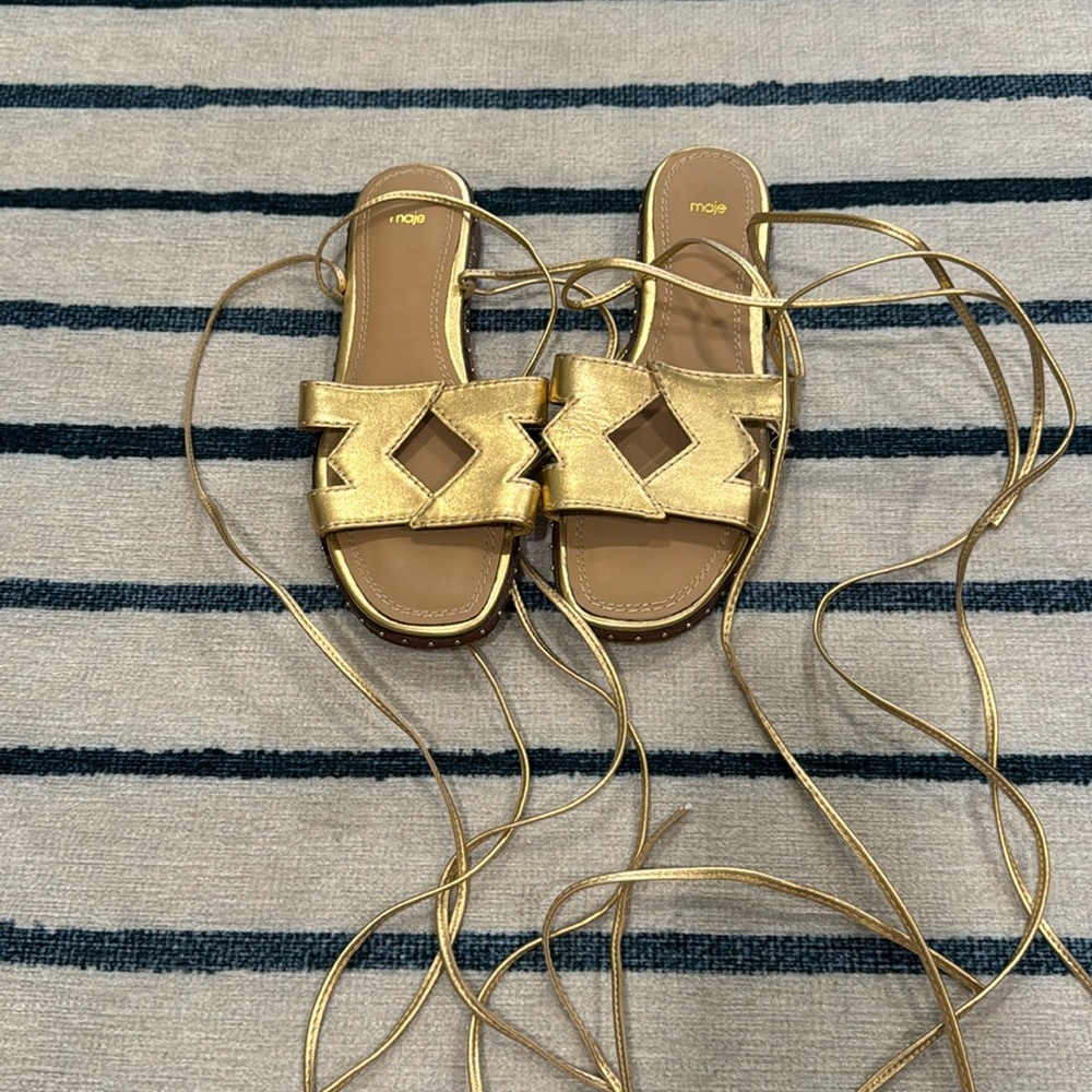 Maje Gold lace up sandals